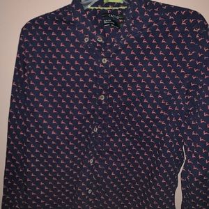 Deer Printed Long Sleeve Button up